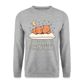 Official Hippo Pyjama Sleep Shirt Pair - Unisex Sweatshirt - salt & pepper - Front - Alina (178cm) & Michal (187cm)