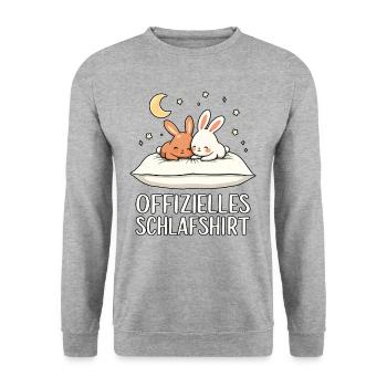 Offizielles Schlafshirt Hasen Hase Paar - Unisex Pullover - Weißgrau meliert - Vorne - Alina (178cm) & Michal (187cm)