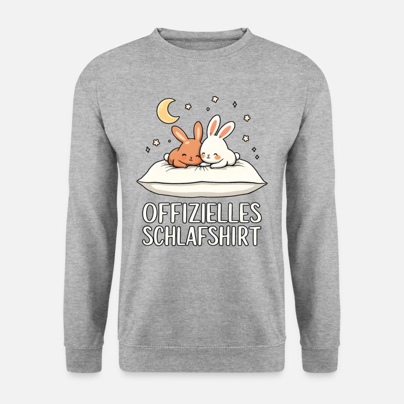 Offizielles Schlafshirt Hasen Hase Paar - Unisex Pullover - Weißgrau meliert