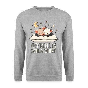 Offizielles Schlafshirt Opossums Opossum Paar - Unisex Pullover - Weißgrau meliert - Vorne - Alina (178cm) & Michal (187cm)