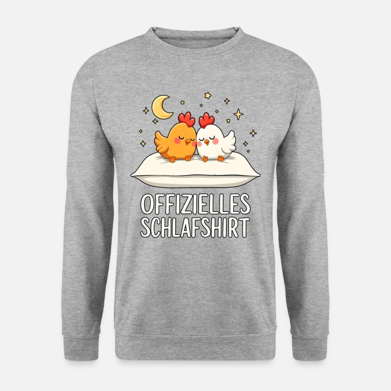 Offizielles Schlafshirt Hühner Huhn Paar - Unisex Pullover - Weißgrau meliert
