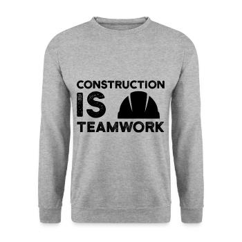 Construction site is teamwork construction worker construction manager construction - Unisex Sweatshirt - salt & pepper - Front - Alina (178cm) & Michal (187cm)