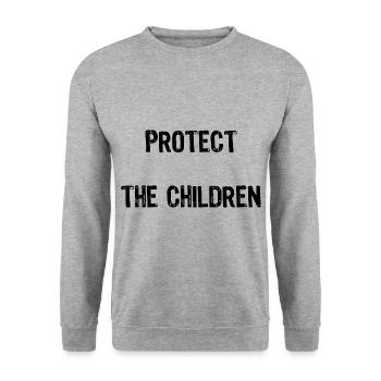 PROTECT THE CHILDREN peut être personnalisé - Sweat-shirt Unisexe - gris chiné - Devant - Alina (178cm) & Michal (187cm)