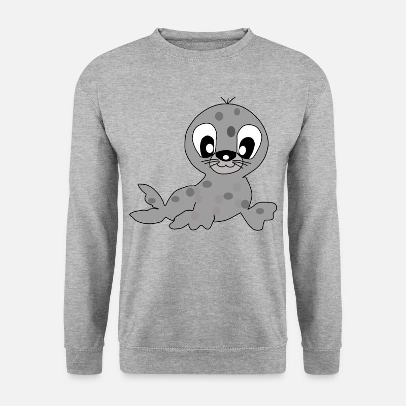 Robbe Robben Baby süß - Unisex Pullover - Weißgrau meliert