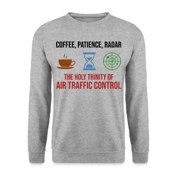 Air Traffic Controller ATC Coffee Patience Radar - Unisex Sweatshirt - salt & pepper - Front - Alina (178cm) & Michal (187cm)