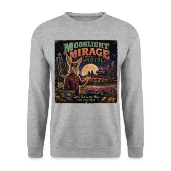 Vintage Motel Saying Desert Vintage Car Halloween - Unisex Sweatshirt - salt & pepper - Front - Alina (178cm) & Michal (187cm)