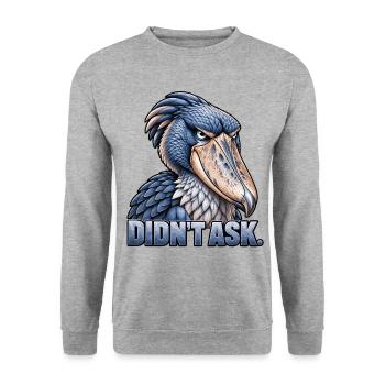 Shoebill – Hat nicht gefragt - Unisex Pullover - Weißgrau meliert - Vorne - Alina (178cm) & Michal (187cm)