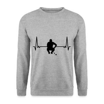ECG Golf Heartbeat Golfing Heartline Golfeur - Sweat-shirt Unisexe - gris chiné - Devant - Alina (178cm) & Michal (187cm)
