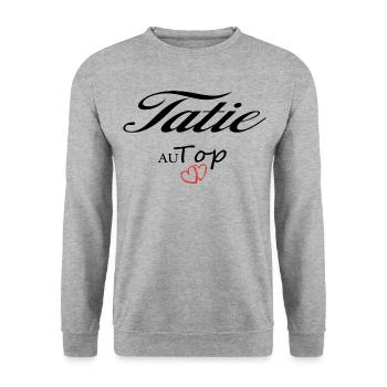 Tatie Au Top Idée Cadeau - Sweat-shirt Unisexe - gris chiné - Devant - Alina (178cm) & Michal (187cm)