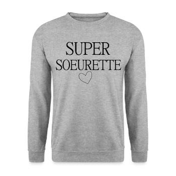 SUPER SOEURETTE COEUR - Sweat-shirt Unisexe - gris chiné - Devant - Alina (178cm) & Michal (187cm)