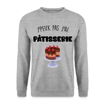 Patisserie Pour La Famille Cadeau Homme ou Femme - Sweat-shirt Unisexe - gris chiné - Devant - Alina (178cm) & Michal (187cm)