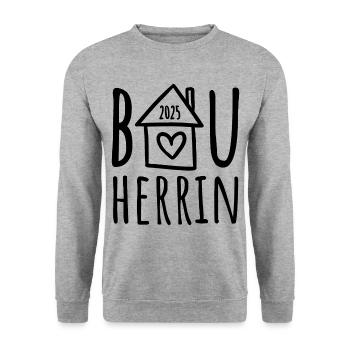 Bauherrin 2025 - Unisex Pullover - Weißgrau meliert - Vorne - Alina (178cm) & Michal (187cm)