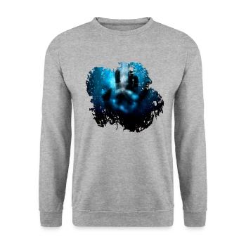 Cooles Hand Design Horror Killer - Unisex Pullover - Weißgrau meliert - Vorne - Alina (178cm) & Michal (187cm)