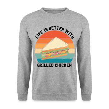 Food Love Sandwich Baguette Cheese - Unisex Sweatshirt - salt & pepper - Front - Alina (178cm) & Michal (187cm)