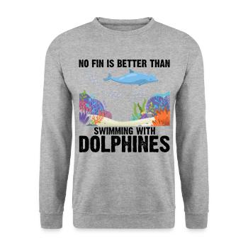 With Dolphins Swimming Dolphin Ocean Sea Mammal - Unisex Sweatshirt - salt & pepper - Front - Alina (178cm) & Michal (187cm)