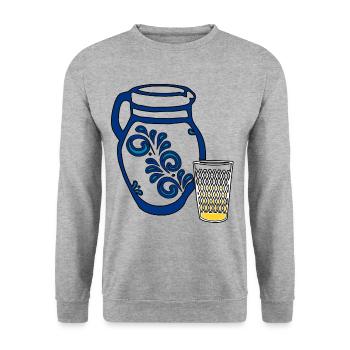 Bembel - hessisches Kulturgut - Unisex Pullover - Weißgrau meliert - Vorne - Alina (178cm) & Michal (187cm)