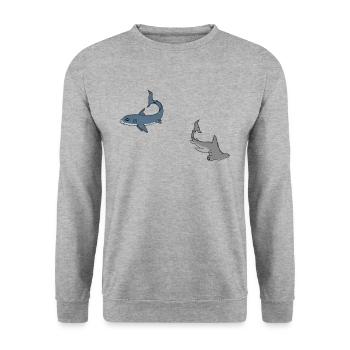 Haie - Unisex Pullover - Weißgrau meliert - Vorne - Alina (178cm) & Michal (187cm)