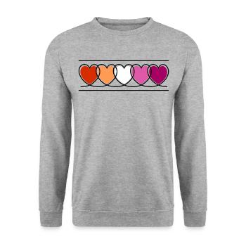 LGBTQ Pride Lesbian Heart Lesbian Flag Lesbian - Sweat-shirt Unisexe - gris chiné - Devant - Alina (178cm) & Michal (187cm)