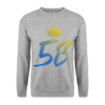 58 Couronne numérique - Sweat-shirt Unisexe - gris chiné - Devant - Alina (178cm) & Michal (187cm)