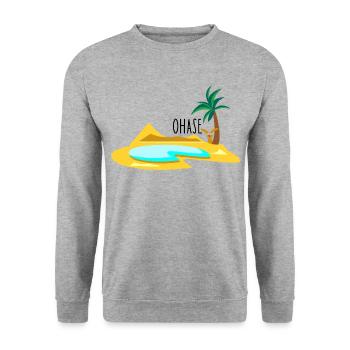 Hase in der Wüste - Unisex Pullover - Weißgrau meliert - Vorne - Alina (178cm) & Michal (187cm)