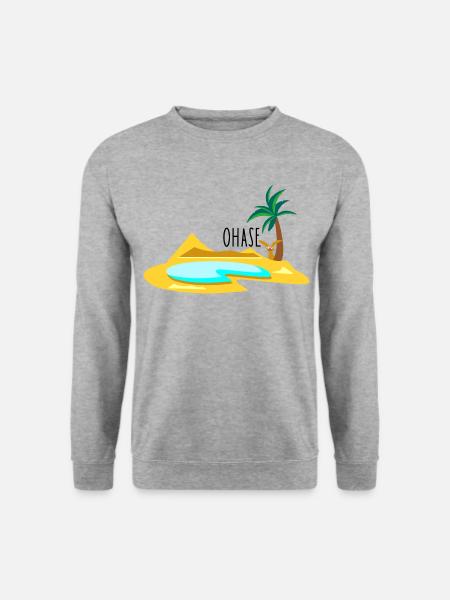 Hase in der Wüste - Unisex Pullover - Weißgrau meliert