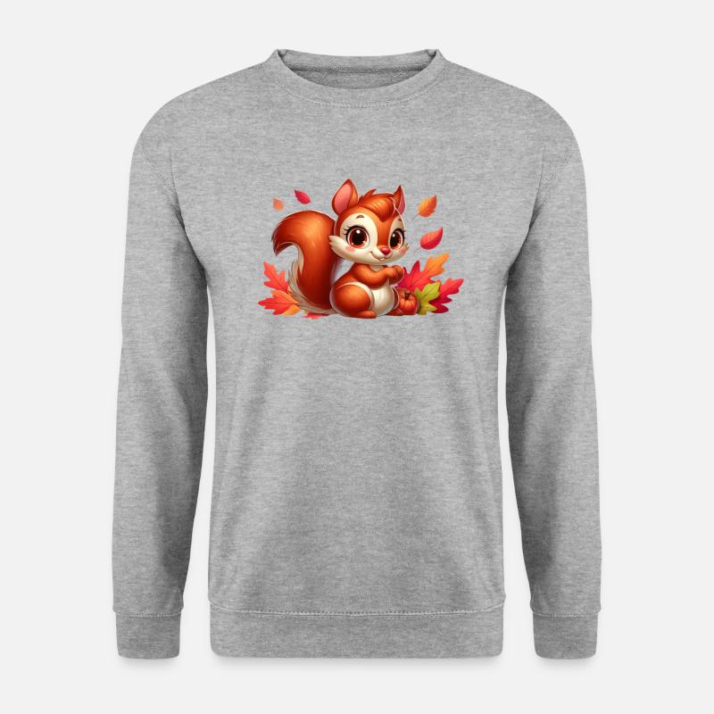 Eichhörnchen Herbst4 - Unisex Pullover - Weißgrau meliert