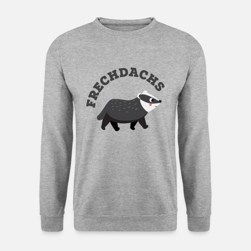frechdachs Dachs frech süß lustig Tierliebe - Unisex Pullover - Weißgrau meliert