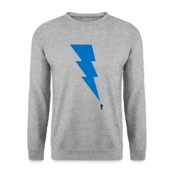 Gewitter - Blitz - Blitzschlag - Strichmännchen 10 - Unisex Pullover - Weißgrau meliert - Vorne - Alina (178cm) & Michal (187cm)