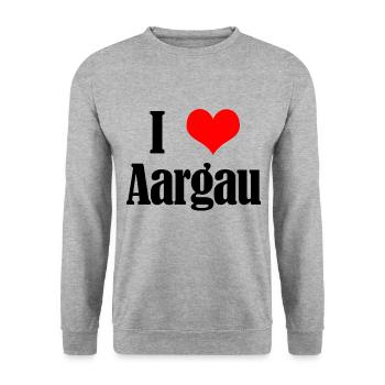 I love Aargau - Unisex Pullover - Weißgrau meliert - Vorne - Alina (178cm) & Michal (187cm)