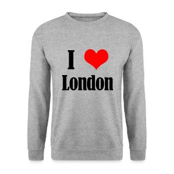 I love London - Unisex Pullover - Weißgrau meliert - Vorne - Alina (178cm) & Michal (187cm)