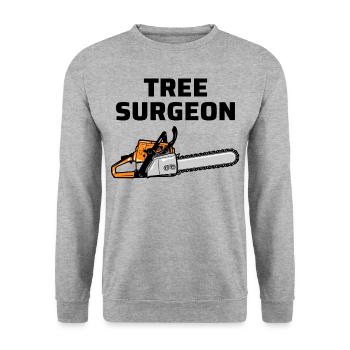 Arborist Baum Chirurg Kletterer Klettern Trimmer - Unisex Pullover - Weißgrau meliert - Vorne - Alina (178cm) & Michal (187cm)