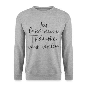 Ich lasse meine Träume wahr werden - Unisex Pullover - Weißgrau meliert - Vorne - Alina (178cm) & Michal (187cm)