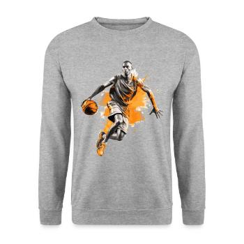 Basketball Basketball Player Dunking Splash Colorful - Unisex Sweatshirt - salt & pepper - Front - Alina (178cm) & Michal (187cm)
