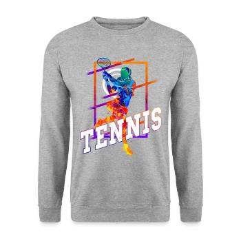 Tennis Tennis Player Woman Sport Match Club Fan - Unisex Sweatshirt - salt & pepper - Front - Alina (178cm) & Michal (187cm)