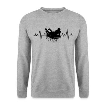 Bodyboarding Bodyboarder Surfing Sea Heartbeat - Unisex Sweatshirt - salt & pepper - Front - Alina (178cm) & Michal (187cm)