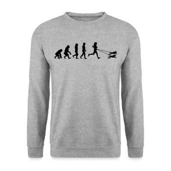 Canicross Trail Running Runner Dog Sport Evolution - Unisex Pullover - Weißgrau meliert - Vorne - Alina (178cm) & Michal (187cm)