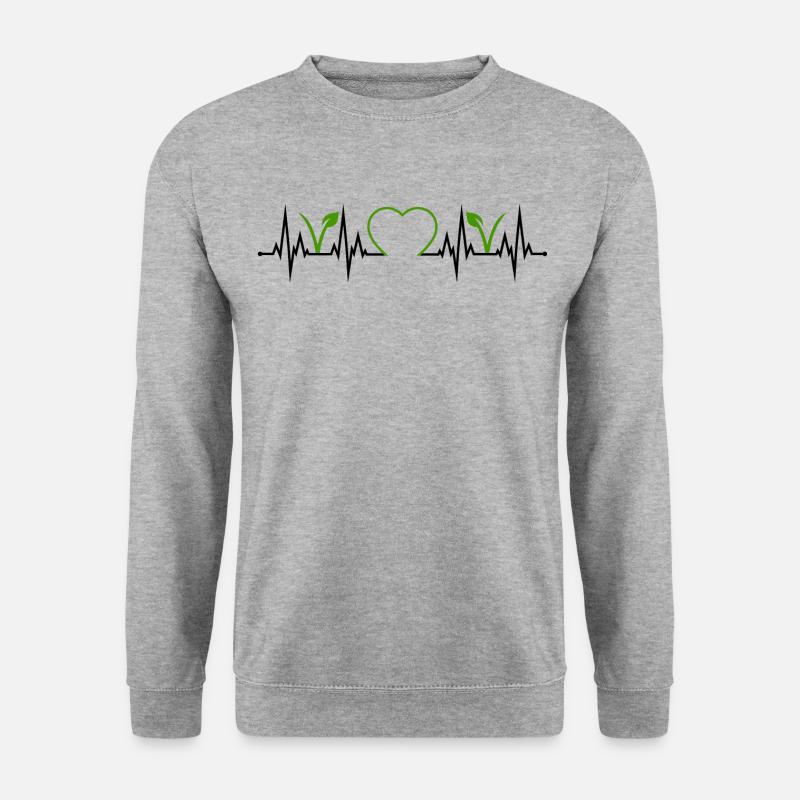 Vegan Vegetarisch Herzschlag Herz EKG Veganer - Unisex Pullover - Weißgrau meliert