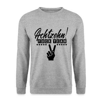 18 Fck ouais! Cadeau cool pour le 18e anniversaire - Sweat-shirt Unisexe - gris chiné - Devant - Alina (178cm) & Michal (187cm)