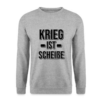 Krieg ist scheiße - Unisex Pullover - Weißgrau meliert - Vorne - Alina (178cm) & Michal (187cm)