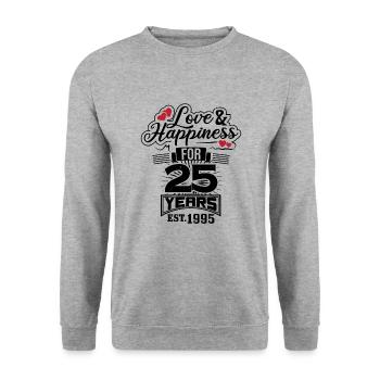 Amour et bonheur depuis 25 ans! - Sweat-shirt Unisexe - gris chiné - Devant - Alina (178cm) & Michal (187cm)
