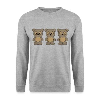 THREE BEARS - Unisex Pullover - Weißgrau meliert - Vorne - Alina (178cm) & Michal (187cm)