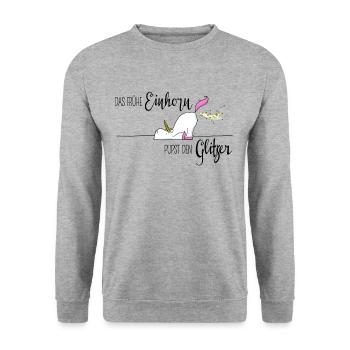 Das frühe Einhorn - Unisex Pullover - Weißgrau meliert - Vorne - Alina (178cm) & Michal (187cm)