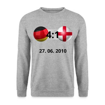 Deutschland vs England T-Shirt 4:1 - Unisex Pullover - Weißgrau meliert - Vorne - Alina (178cm) & Michal (187cm)