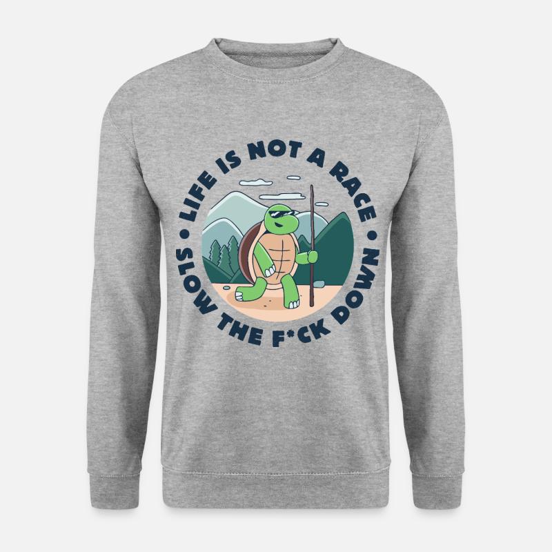 Das Leben ist kein Rennen - Unisex Pullover - Weißgrau meliert