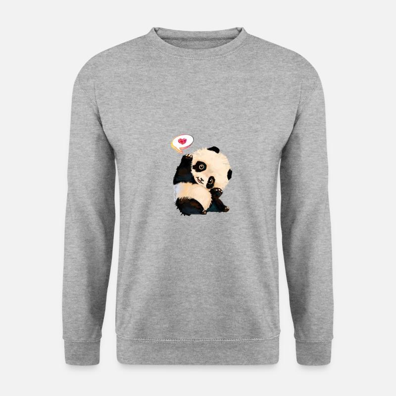 Netter Baby Panda - Unisex Pullover - Weißgrau meliert