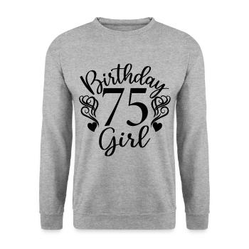 75th Birthday Women Her Birthday Girl 75 Years Old - Unisex Sweatshirt - salt & pepper - Front - Alina (178cm) & Michal (187cm)