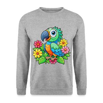 Niedlicher bunter Papagei - Unisex Pullover - Weißgrau meliert - Vorne - Alina (178cm) & Michal (187cm)