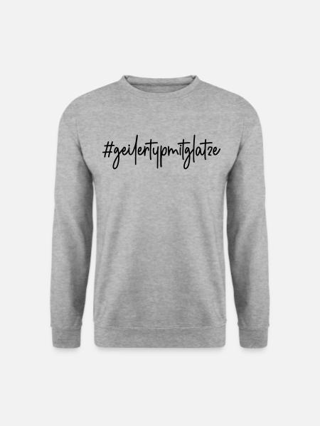#geilertypmitglatze # geiler Typ mit Glatze - Unisex Pullover - Weißgrau meliert
