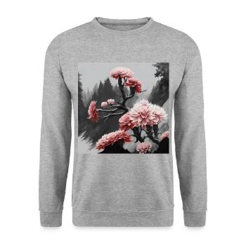 Abstrakte Schönheit - Unisex Pullover - Weißgrau meliert - Vorne - Alina (178cm) & Michal (187cm)