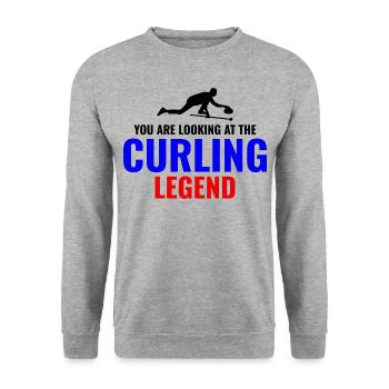 Curling Legend Winter Ice Sport Curler Funny - Unisex Sweatshirt - salt & pepper - Front - Alina (178cm) & Michal (187cm)